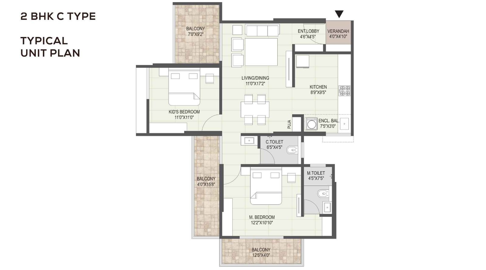 Mangalam-Momento-Floor-Plan-2 BHK-911-Sqft